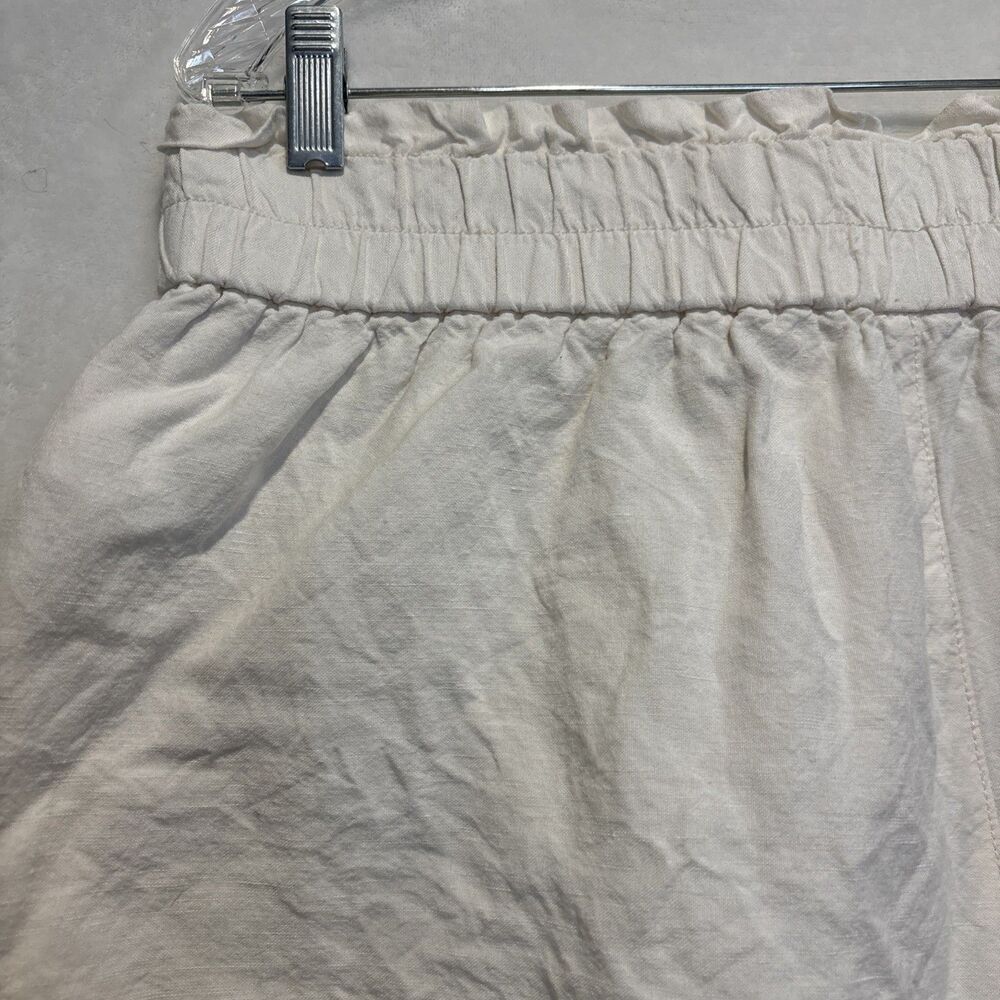 Madewell Women's Paperbag Pull On Linen Blend Ivory Lighthouse Shorts Size Large - Picture 7 of 15